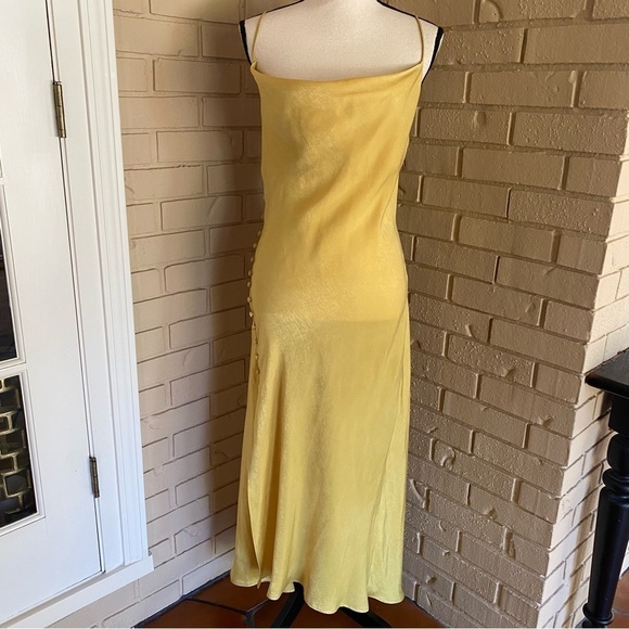 Zara Lingerie Style Gold Satin Slip Dress Button Side Large L NEW NWT - Picture 1 of 10